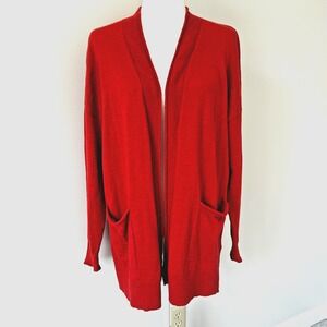 Madewell Women's Sweater Cardigan Burnt Orange Bradley Pockets Open Front Size L